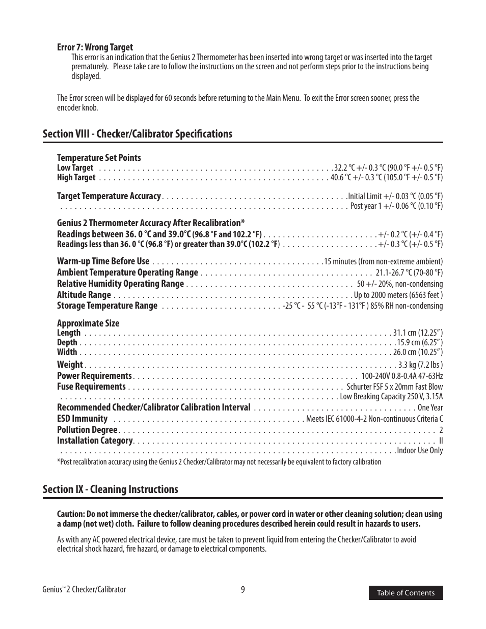 COVIDIEN Genius™ 2 Tympanic Thermometer Checker-Calibrator User Manual | Page 11 / 15