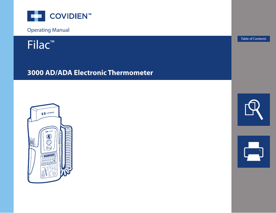 COVIDIEN Filac™ 3000 AD/ADA Electronic Thermometer User Manual | 20 pages