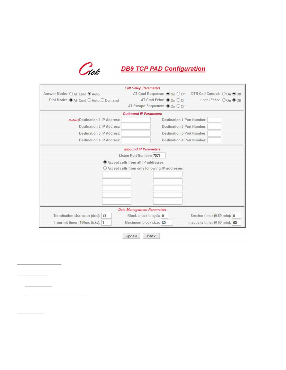 1 tcp pad services | CTEK Z4200U SkyRouter User Manual | Page 21 / 60