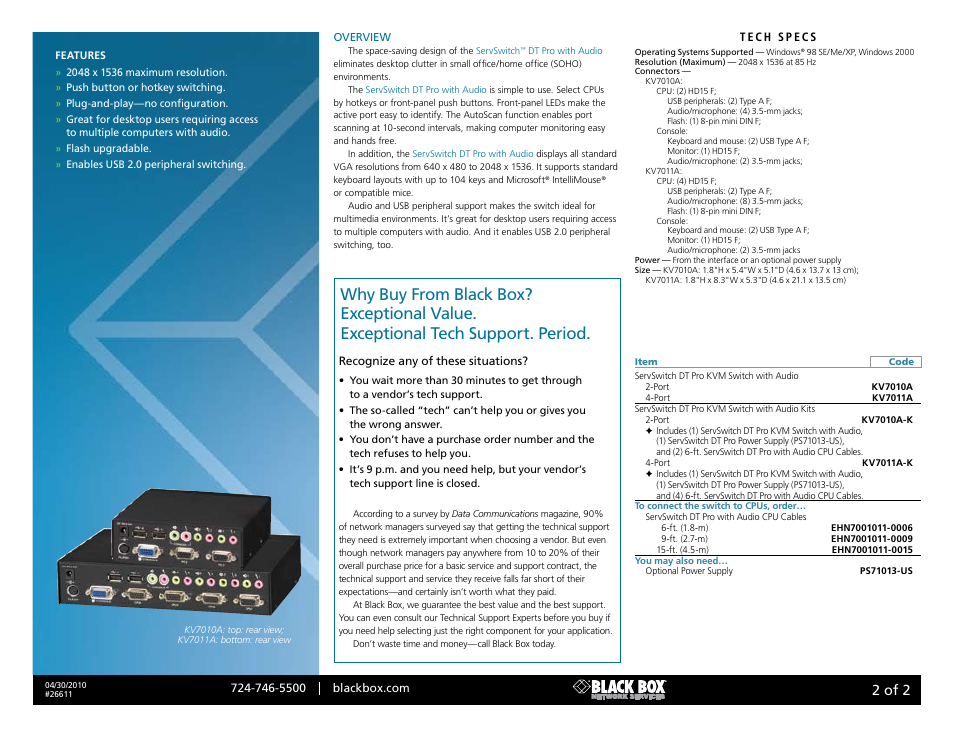 Black box, 2 of 2 | Black Box 26611 User Manual | Page 2 / 2