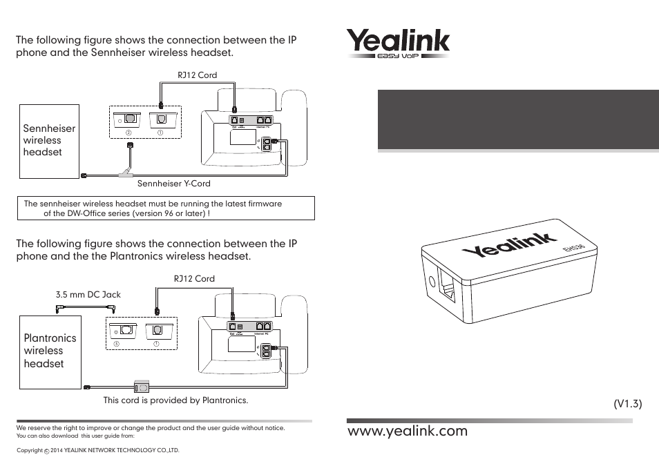 Yealink EHS36 User Manual | 2 pages