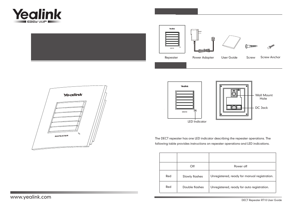 Yealink RT10 User Manual | 4 pages