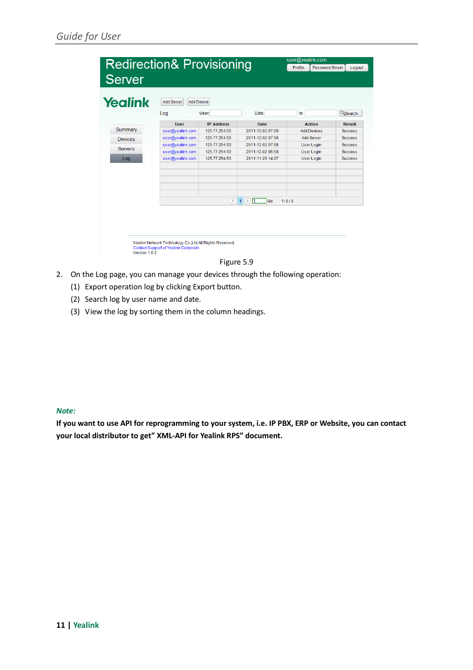 Guide for user | Yealink RPS User Manual | Page 15 / 18