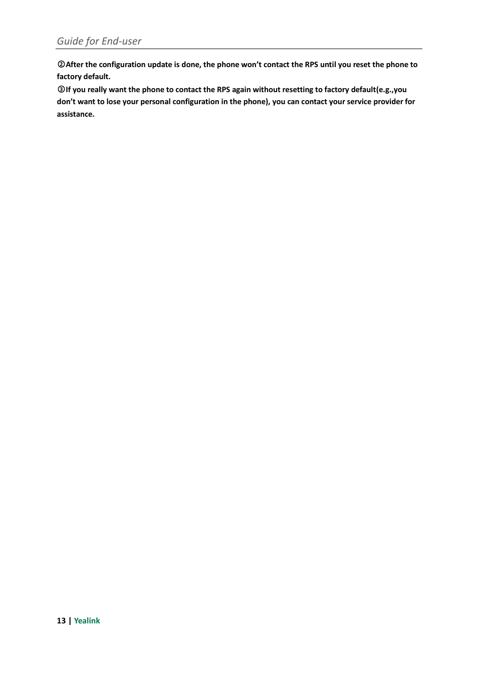 Guide for end-user | Yealink RPS User Manual | Page 17 / 18
