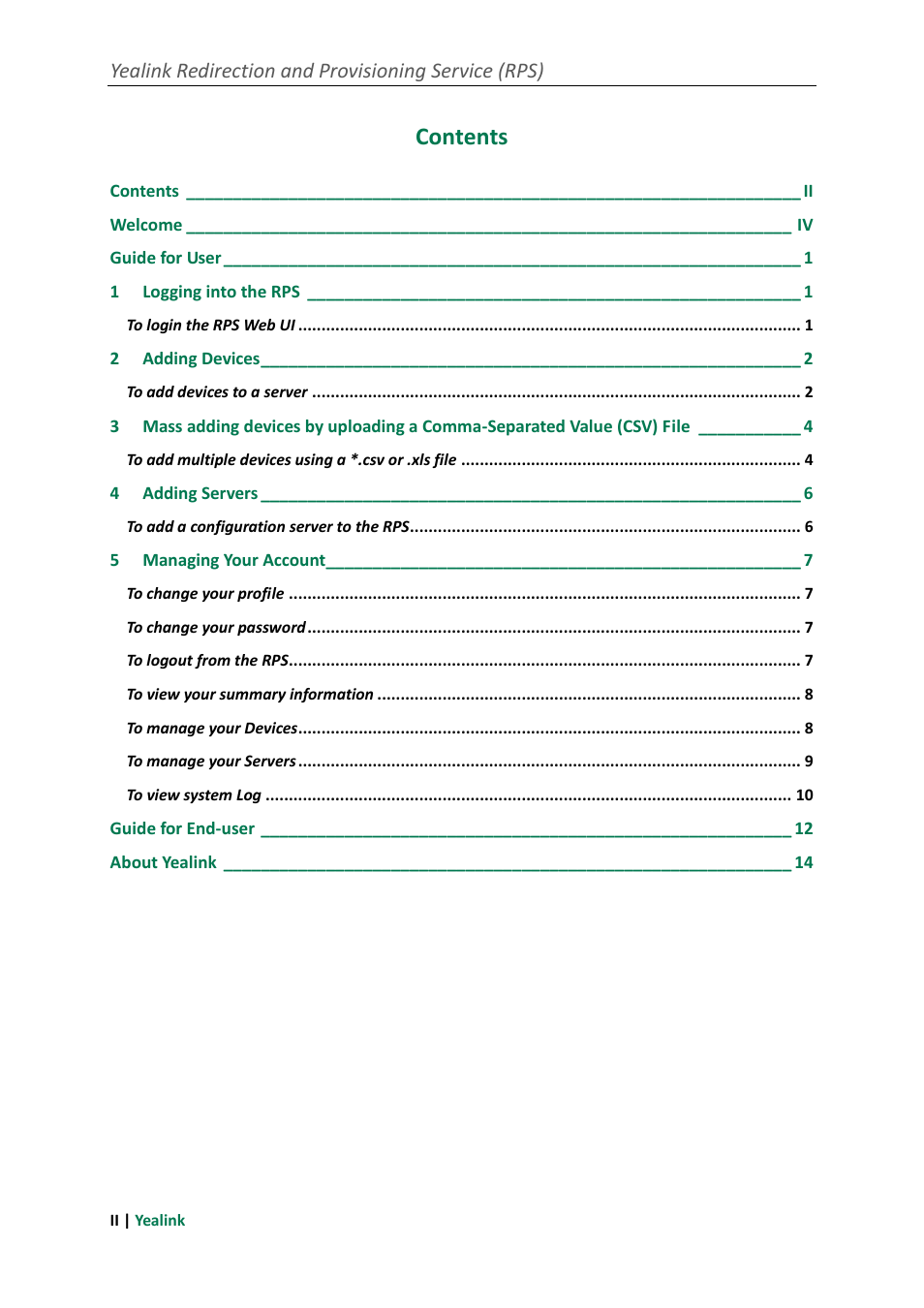 Yealink RPS User Manual | Page 2 / 18