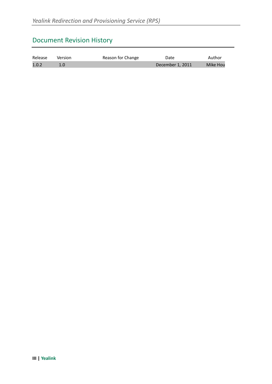 Document revision history, Yealink redirection and provisioning service (rps) | Yealink RPS User Manual | Page 3 / 18