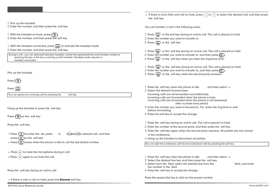 未标题-5.pdf, Basic call features | Yealink SIP-T32G User Manual | Page 2 / 2