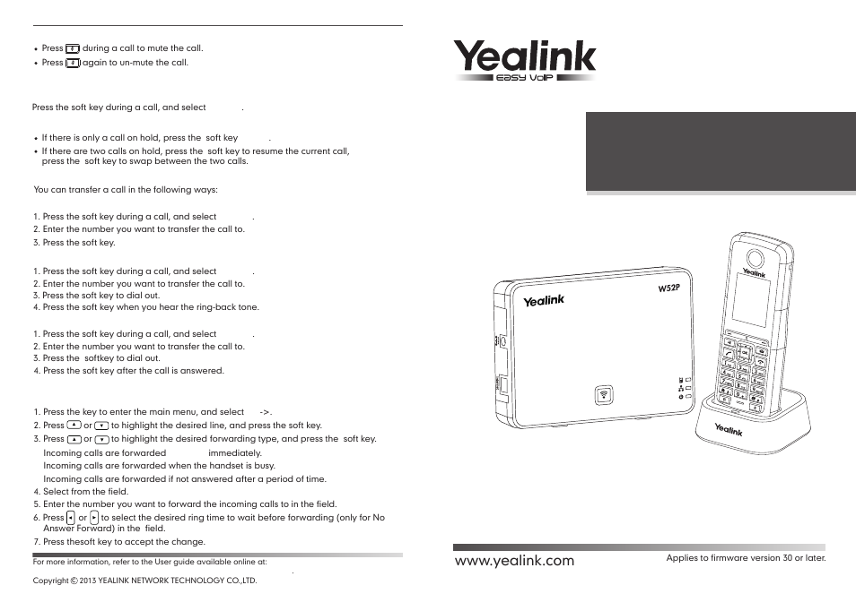 Yealink W52H User Manual | 2 pages