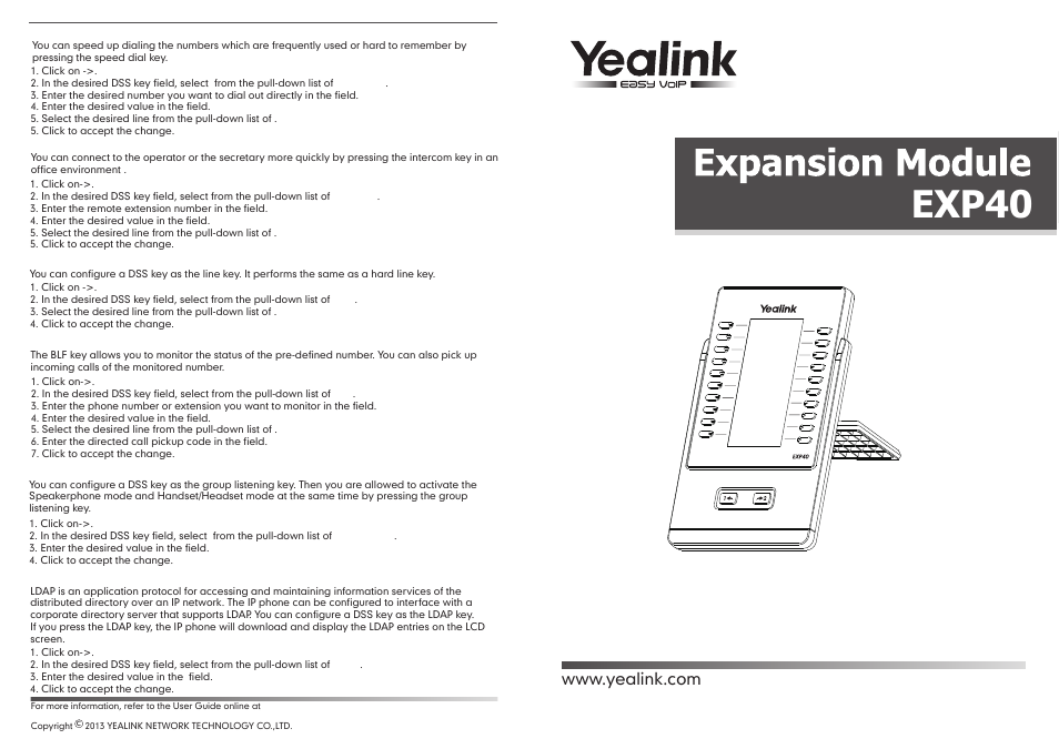 Yealink EXP40 User Manual | 2 pages