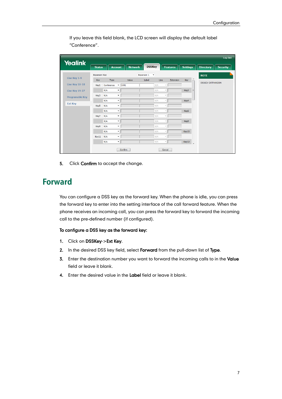 Forward | Yealink EXP40 User Manual | Page 15 / 45
