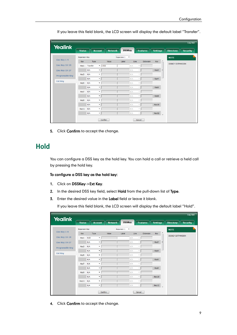 Hold | Yealink EXP40 User Manual | Page 17 / 45