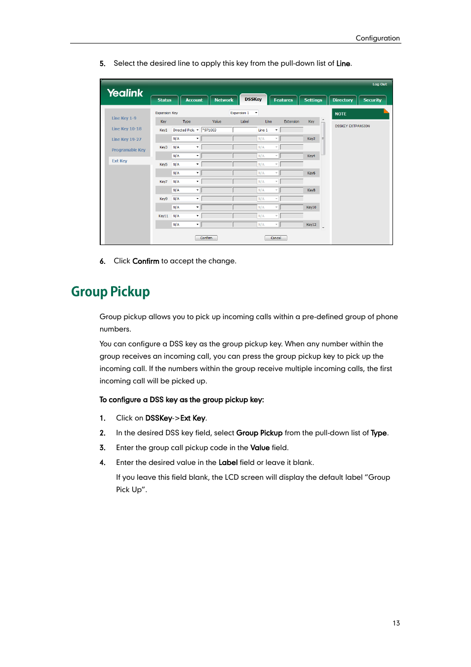 Group pickup | Yealink EXP40 User Manual | Page 21 / 45