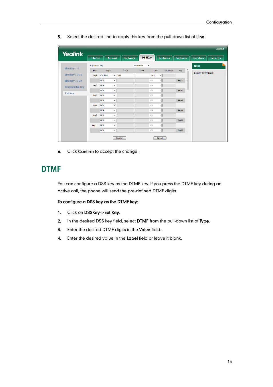 Dtmf | Yealink EXP40 User Manual | Page 23 / 45
