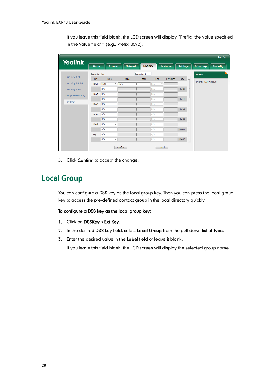 Local group | Yealink EXP40 User Manual | Page 36 / 45