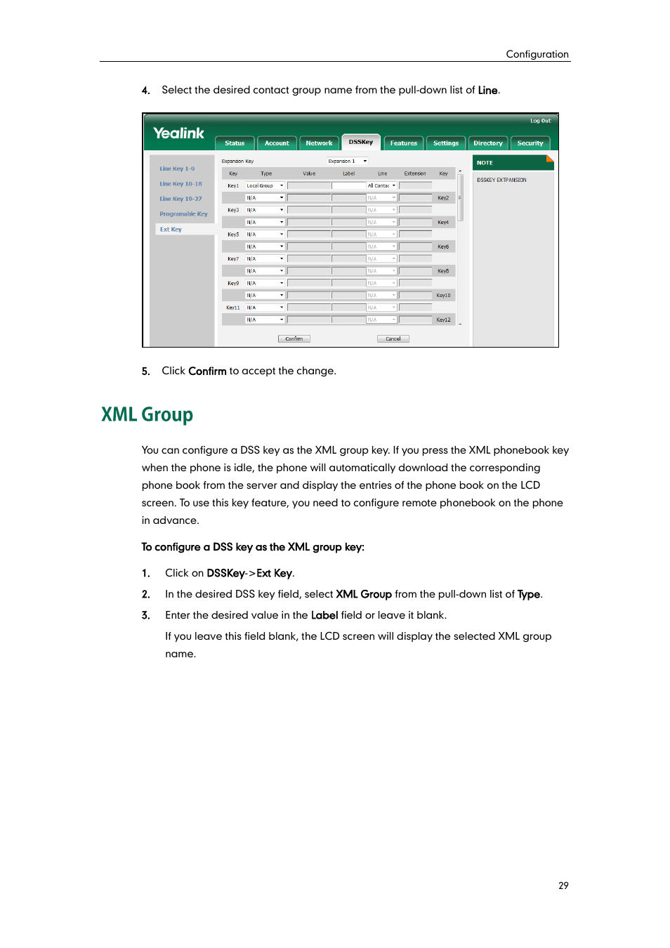 Xml group | Yealink EXP40 User Manual | Page 37 / 45