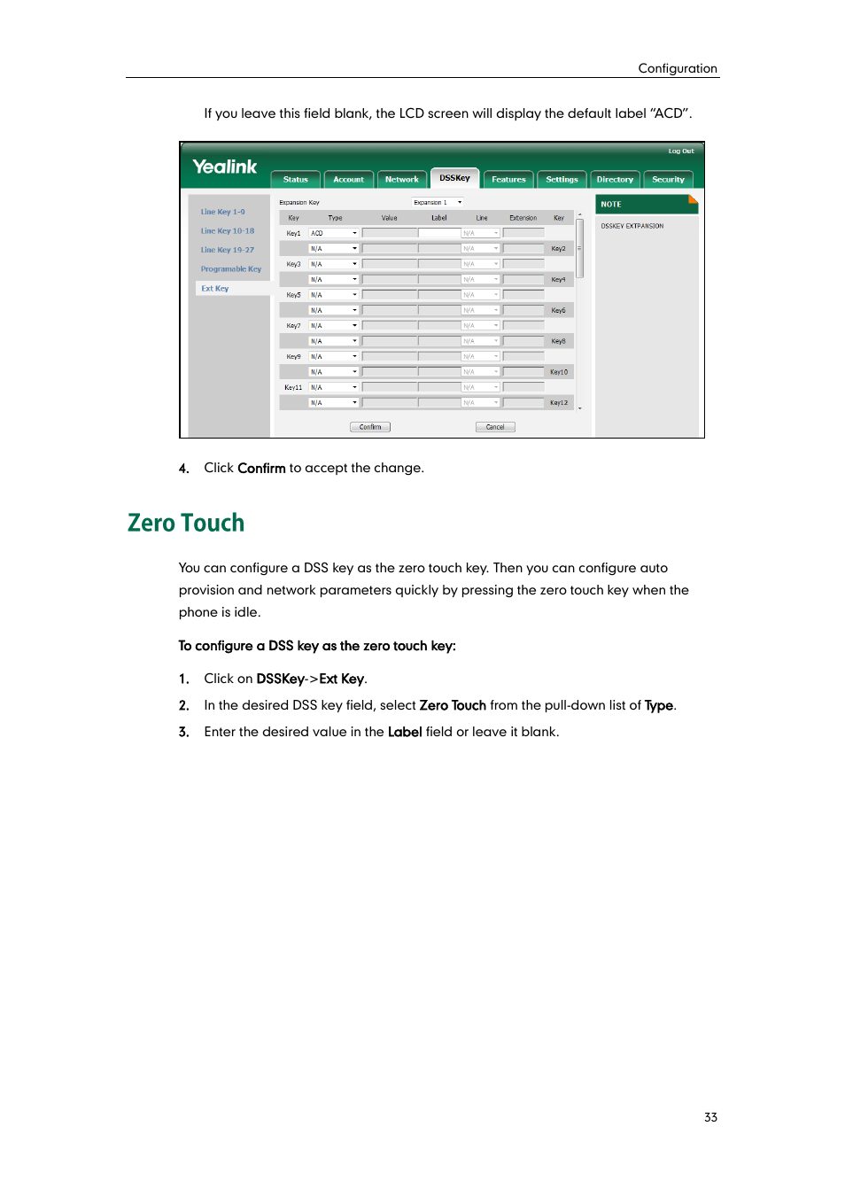 Zero touch | Yealink EXP40 User Manual | Page 41 / 45
