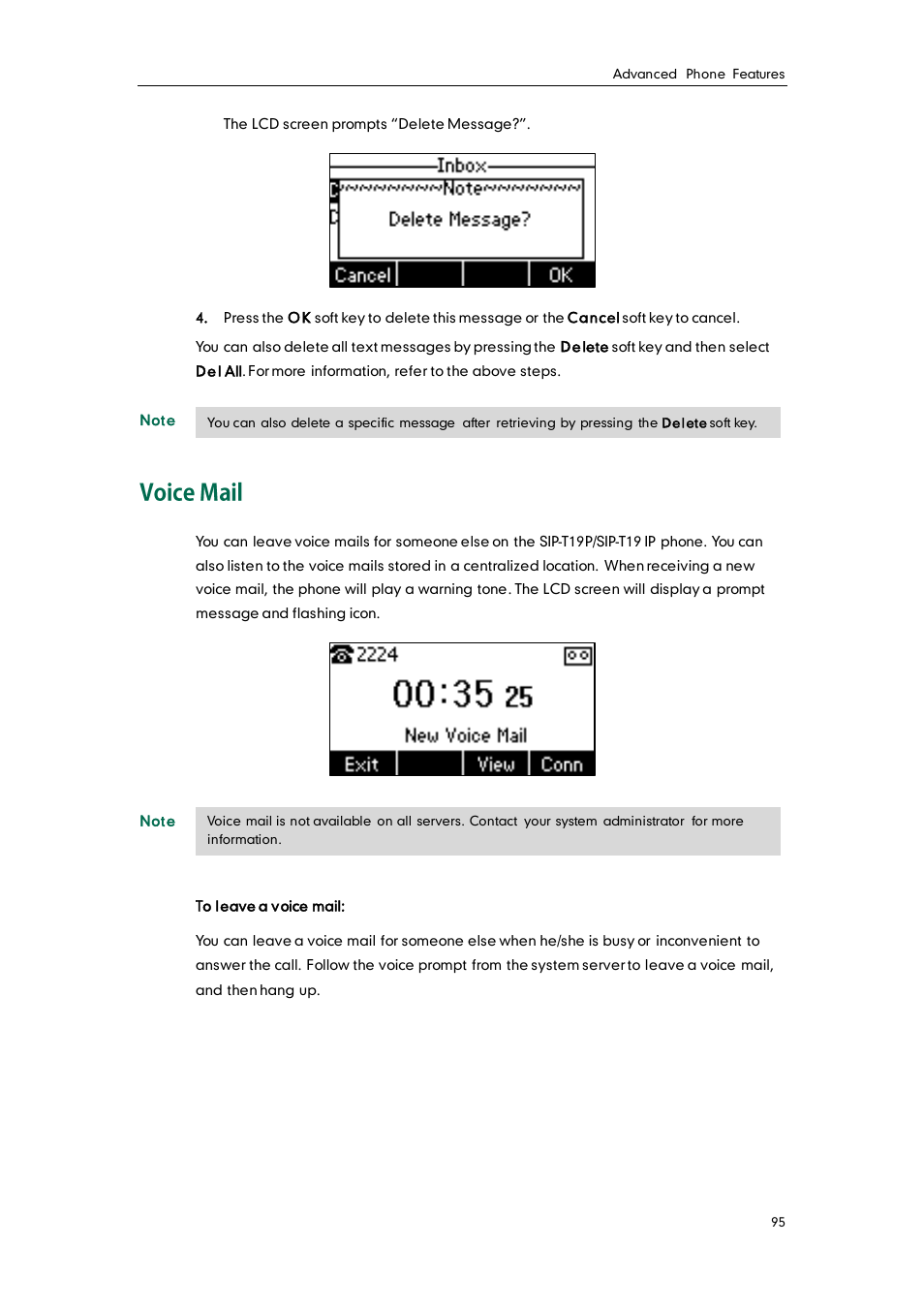 Voice mail | Yealink SIP-T19 User Manual | Page 105 / 126