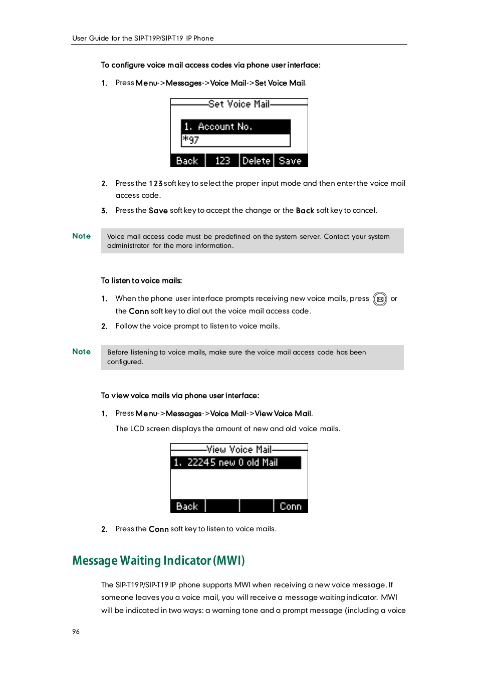 Message waiting indicator (mwi) | Yealink SIP-T19 User Manual | Page 106 / 126