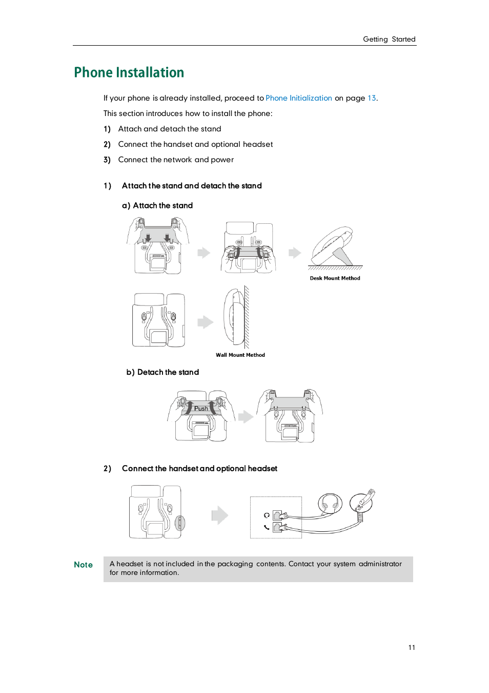 Phone installation | Yealink SIP-T19 User Manual | Page 21 / 126