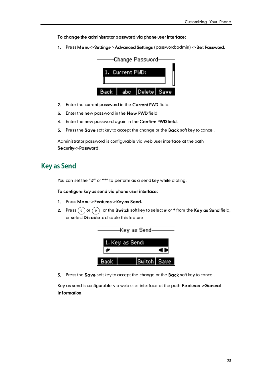 Key as send | Yealink SIP-T19 User Manual | Page 33 / 126