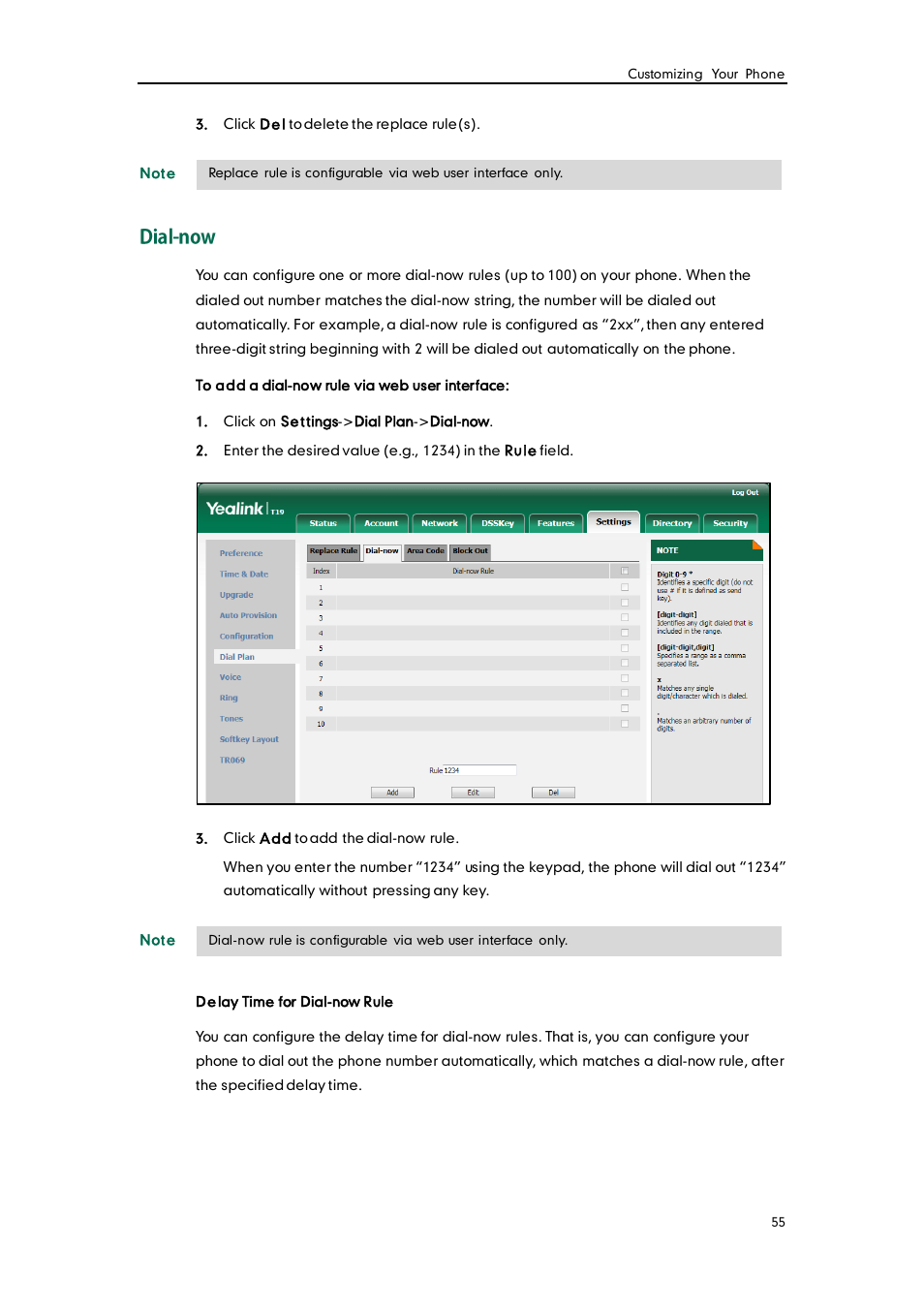 Dial-now | Yealink SIP-T19 User Manual | Page 65 / 126
