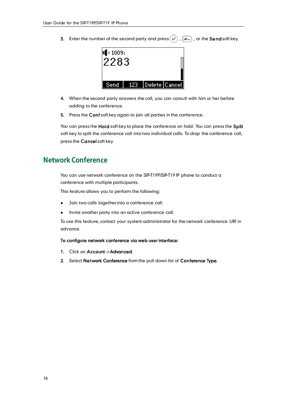 Network conference | Yealink SIP-T19 User Manual | Page 88 / 126