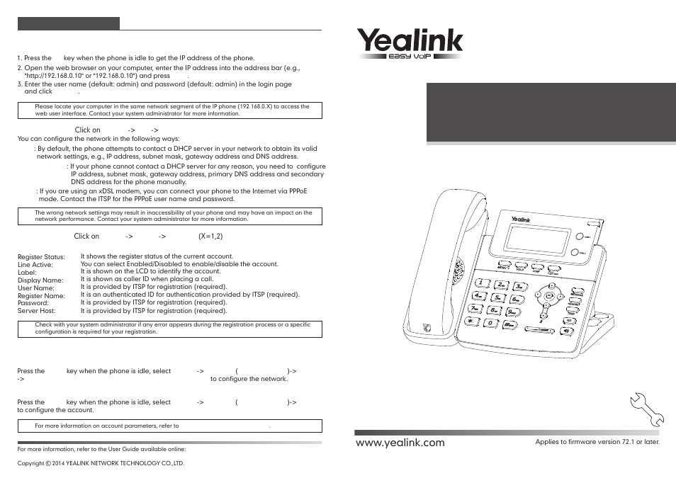 Yealink SIP-T20 User Manual | 2 pages