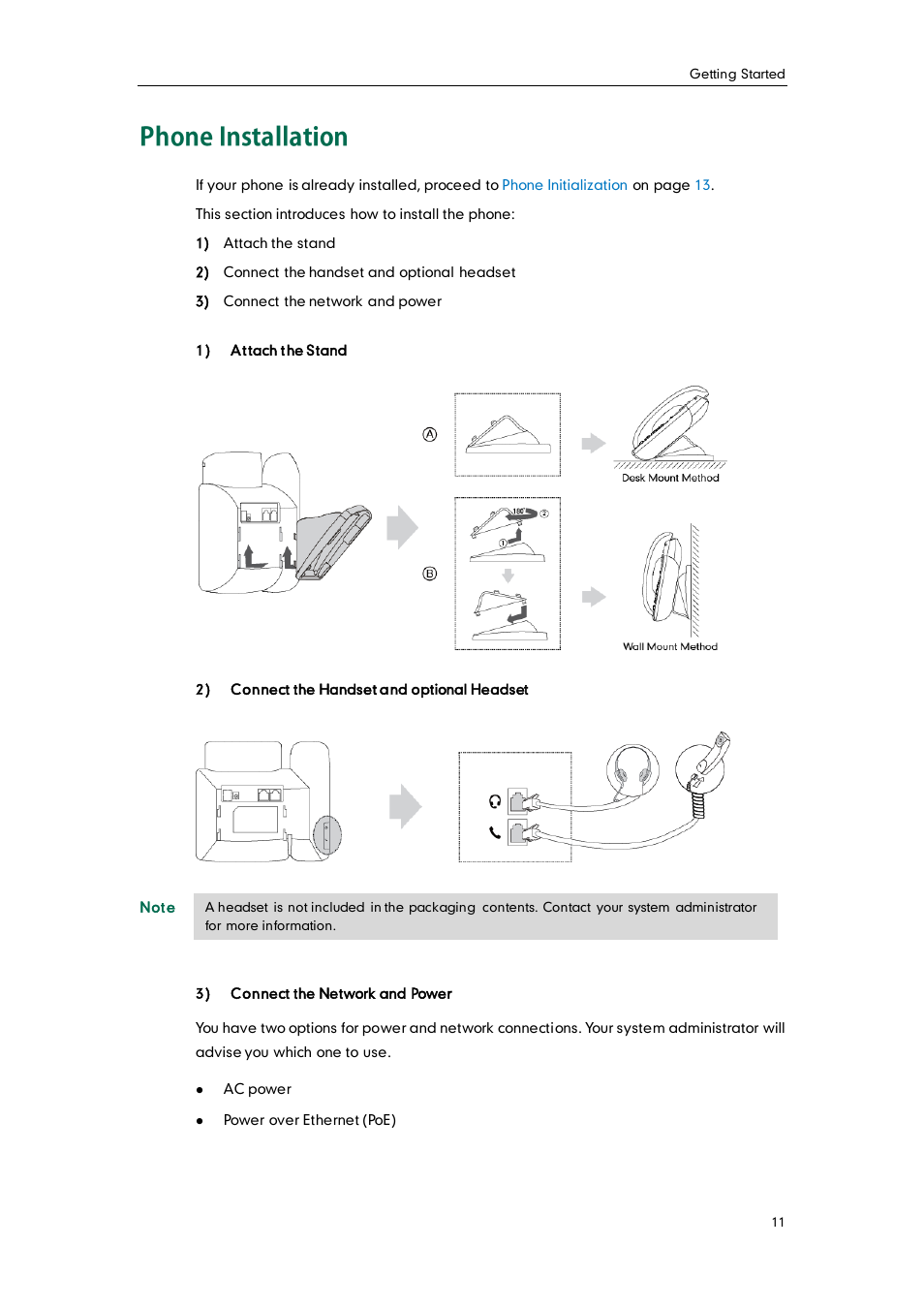 Phone installation | Yealink SIP-T20 User Manual | Page 23 / 126