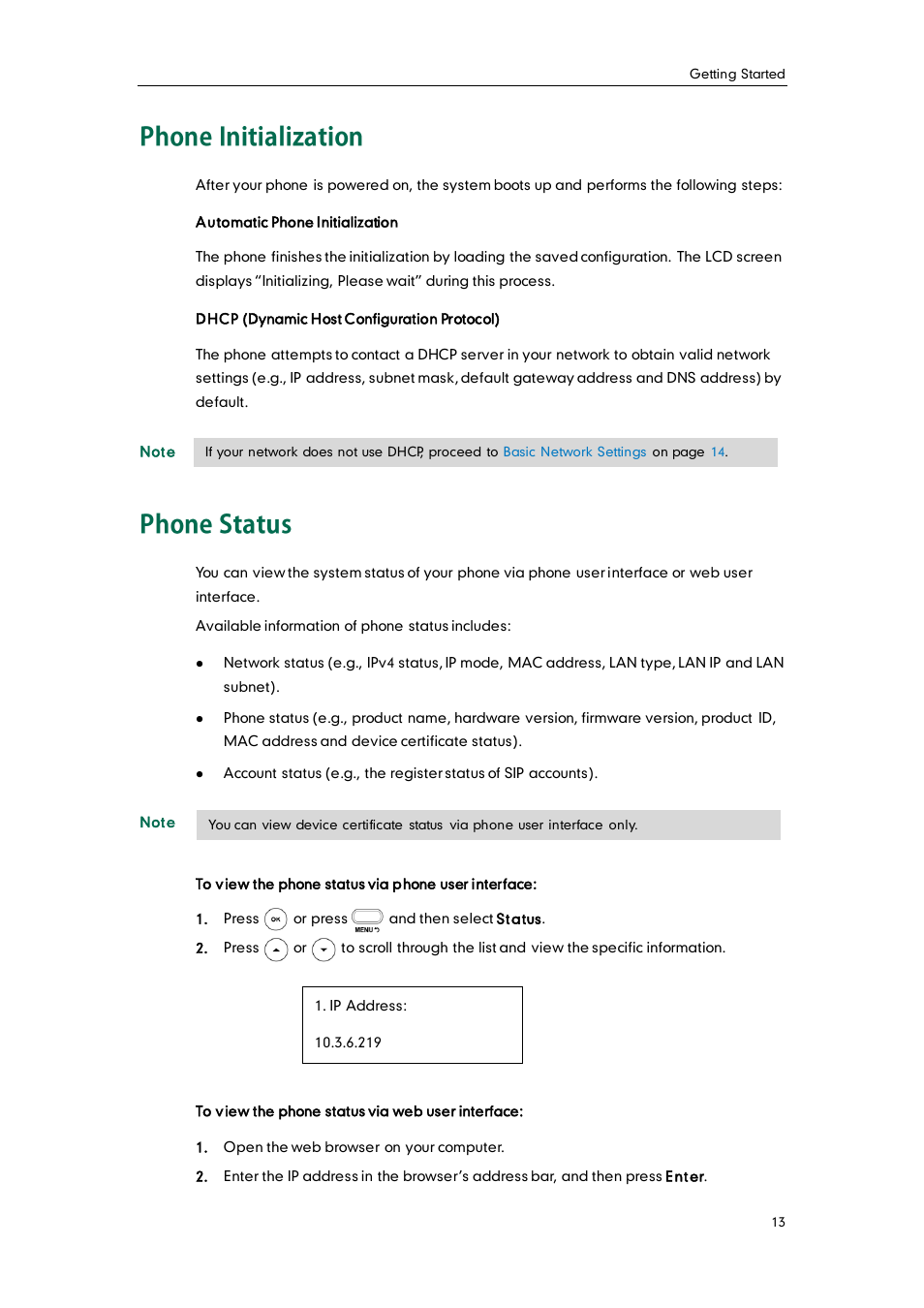 Phone initialization, Phone status | Yealink SIP-T20 User Manual | Page 25 / 126