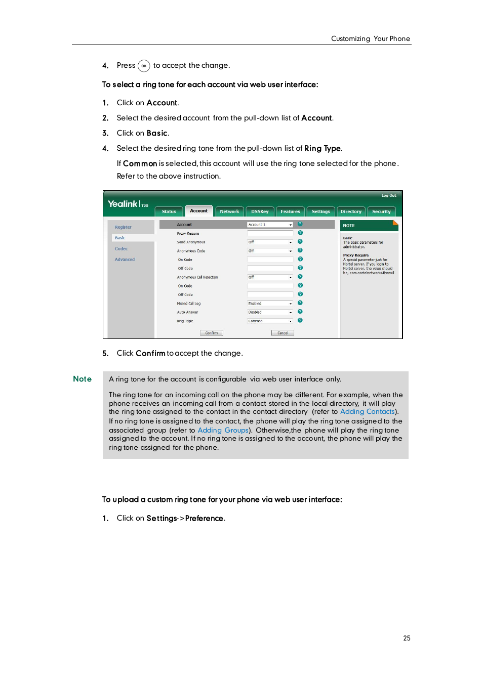 Yealink SIP-T20 User Manual | Page 37 / 126