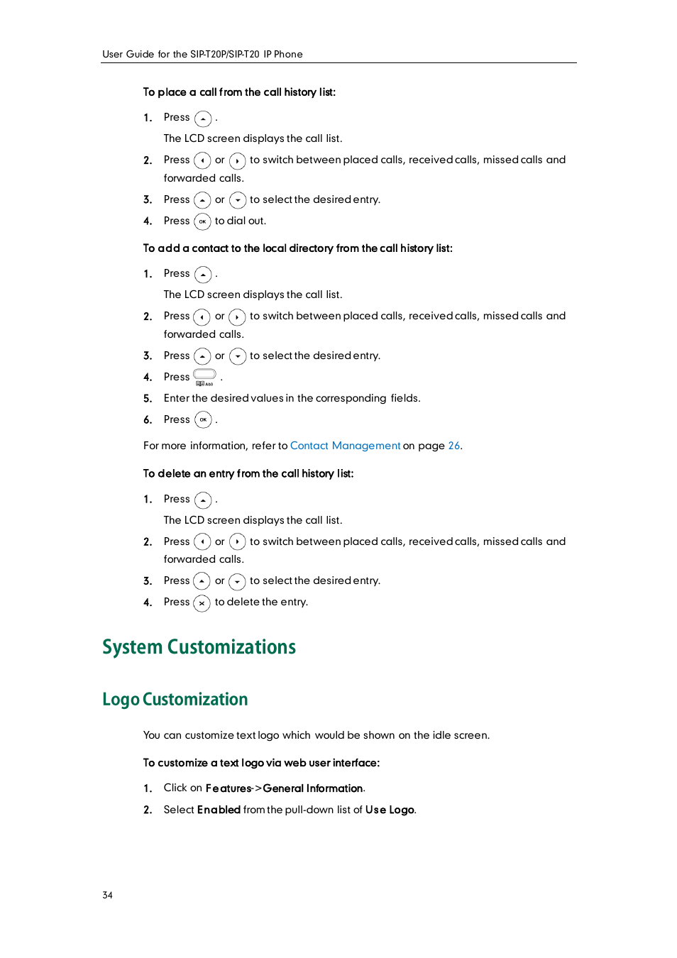 System customizations, Logo customization | Yealink SIP-T20 User Manual | Page 46 / 126