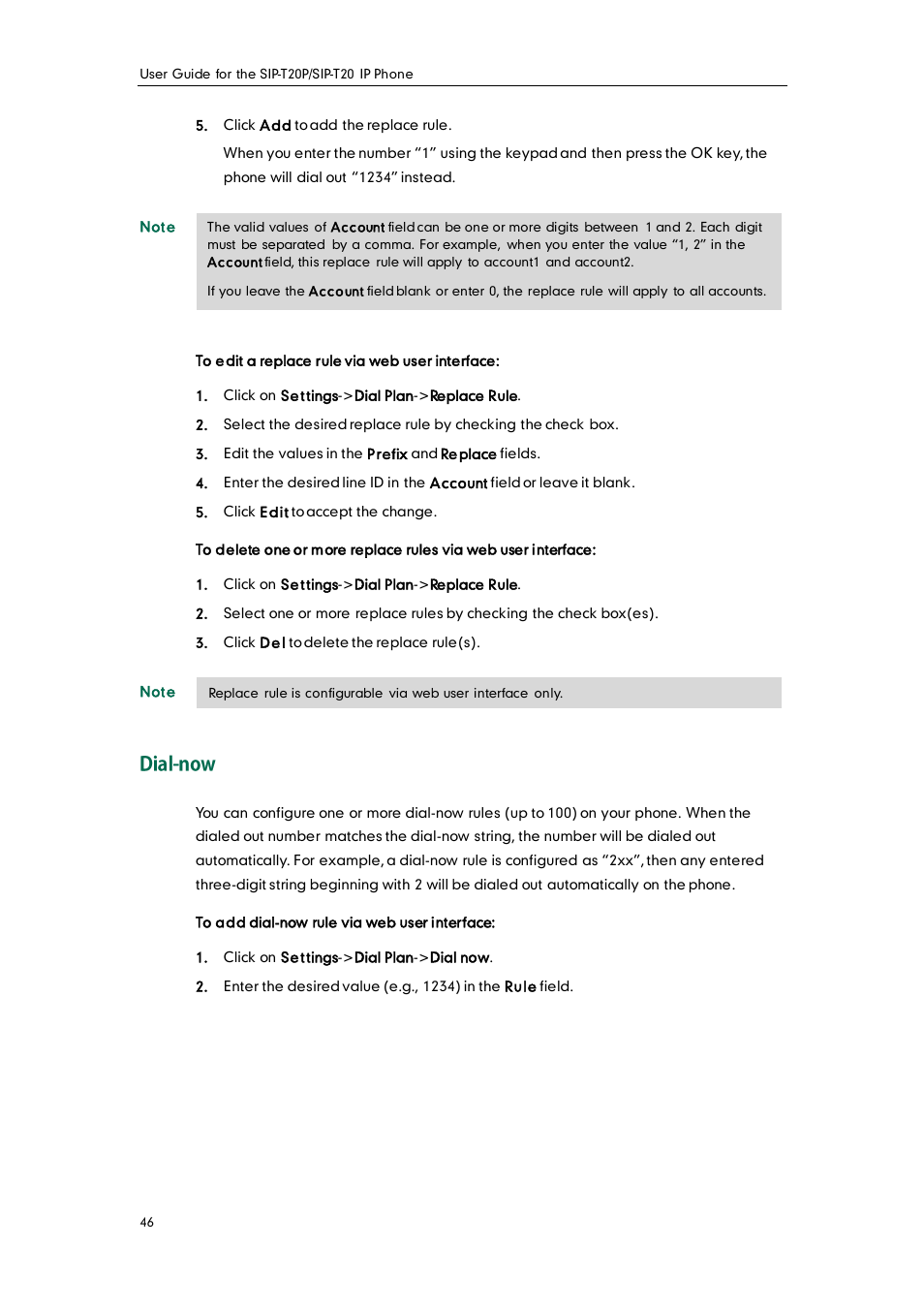 Dial-now | Yealink SIP-T20 User Manual | Page 58 / 126