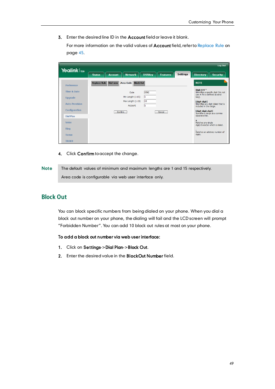 Block out | Yealink SIP-T20 User Manual | Page 61 / 126