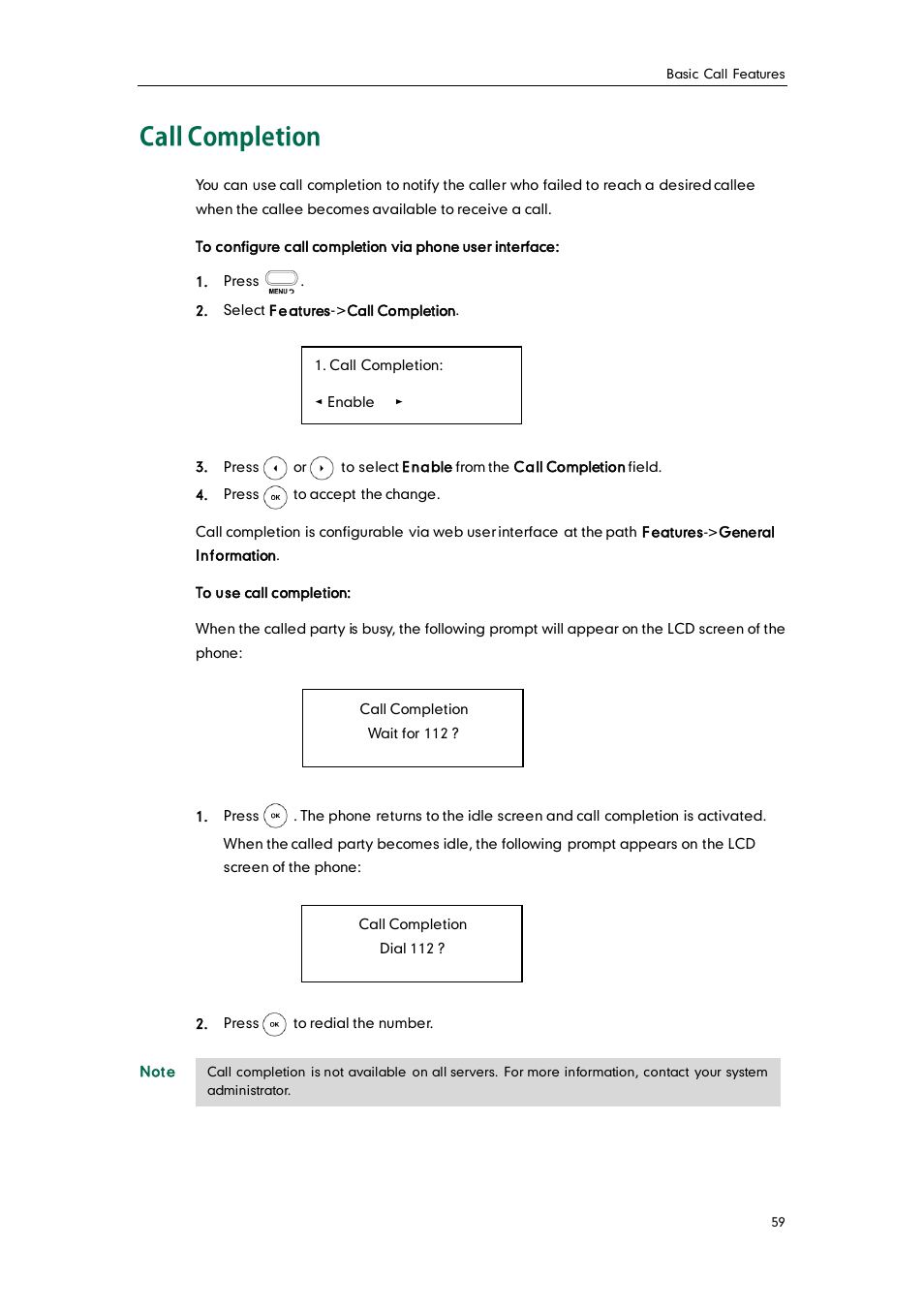 Call completion | Yealink SIP-T20 User Manual | Page 71 / 126