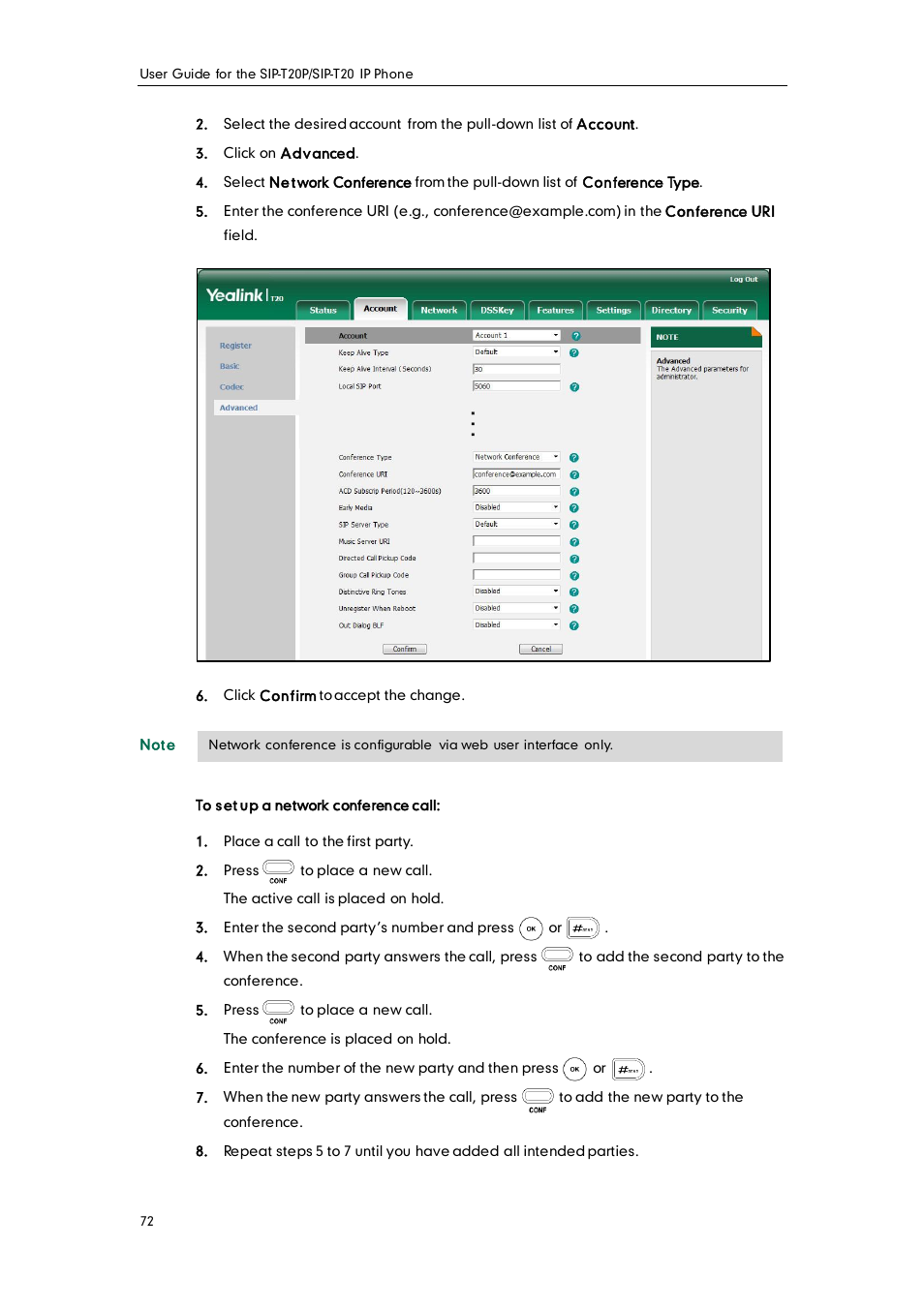 Yealink SIP-T20 User Manual | Page 84 / 126