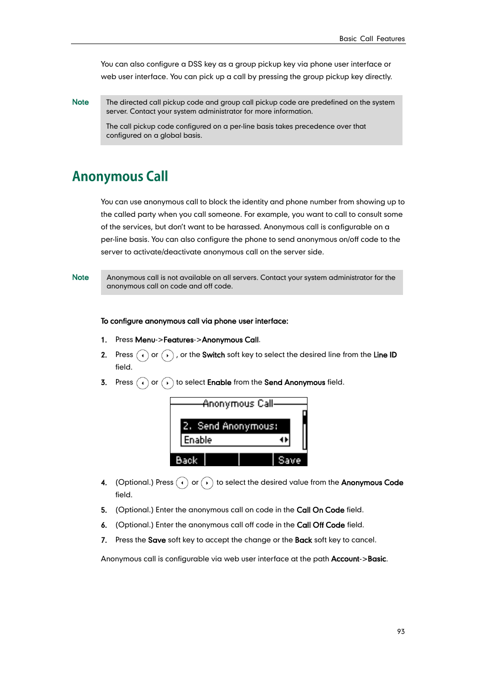 Anonymous call | Yealink SIP-T21 User Manual | Page 103 / 142
