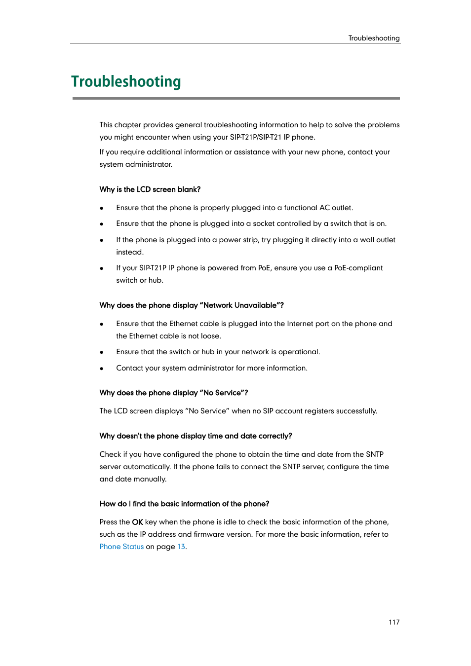 Troubleshooting | Yealink SIP-T21 User Manual | Page 127 / 142