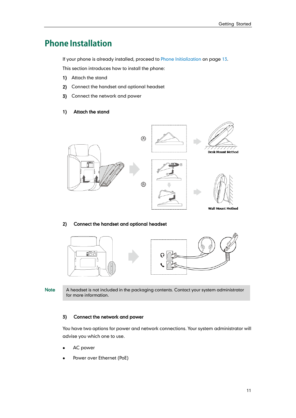Phone installation | Yealink SIP-T21 User Manual | Page 21 / 142