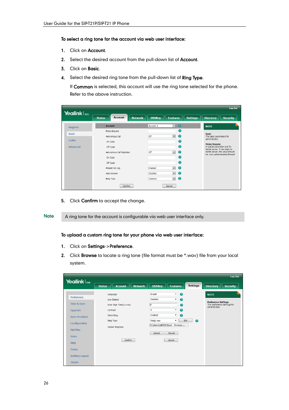 Yealink SIP-T21 User Manual | Page 36 / 142