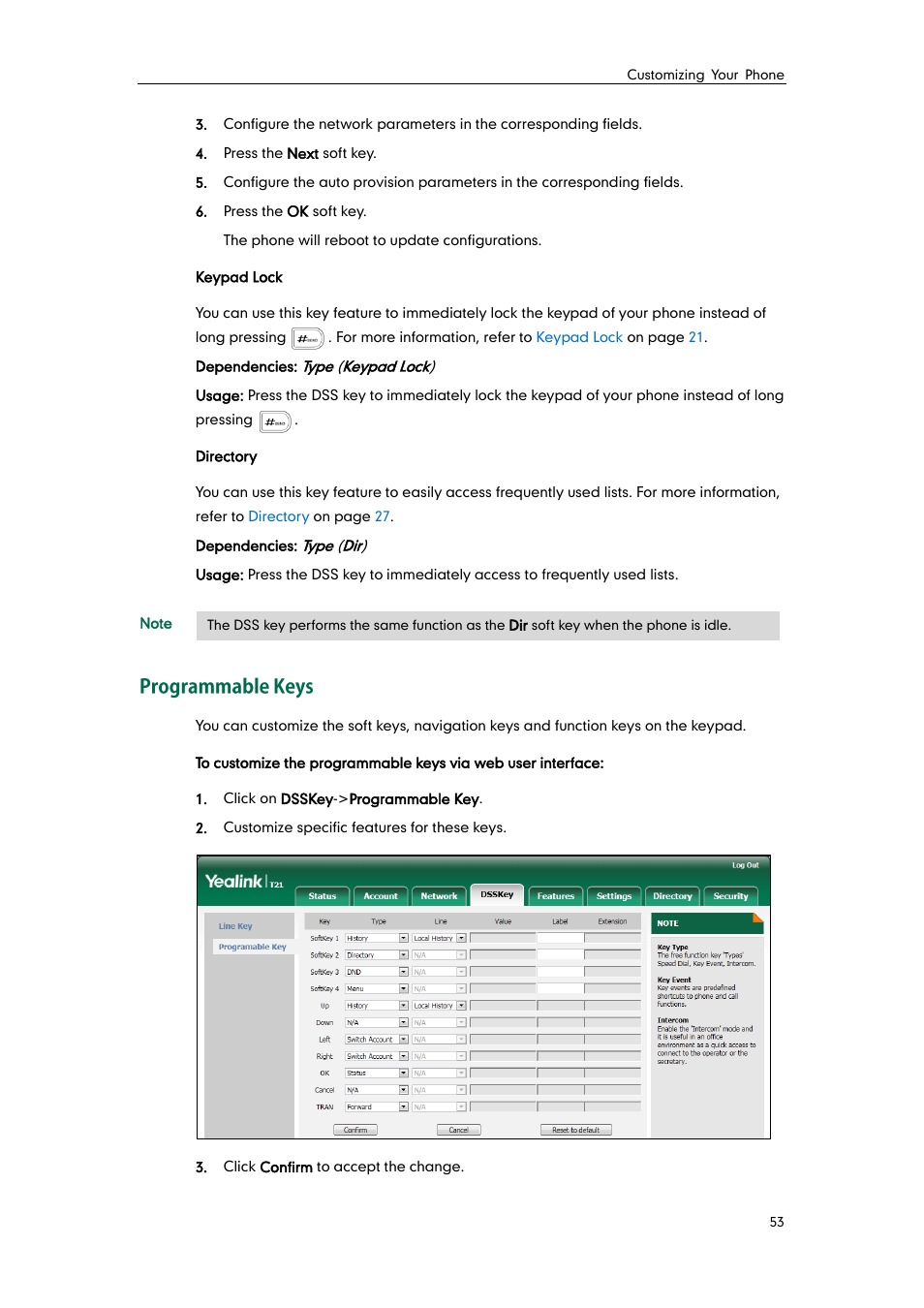 Programmable keys | Yealink SIP-T21 User Manual | Page 63 / 142
