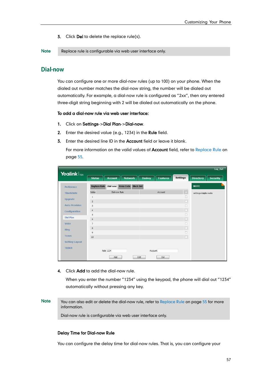 Dial-now | Yealink SIP-T21 User Manual | Page 67 / 142