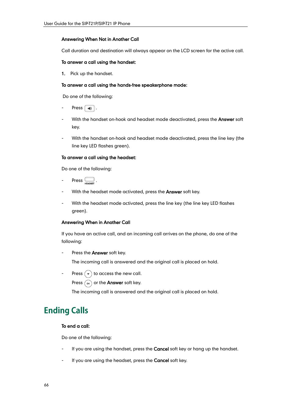 Ending calls | Yealink SIP-T21 User Manual | Page 76 / 142
