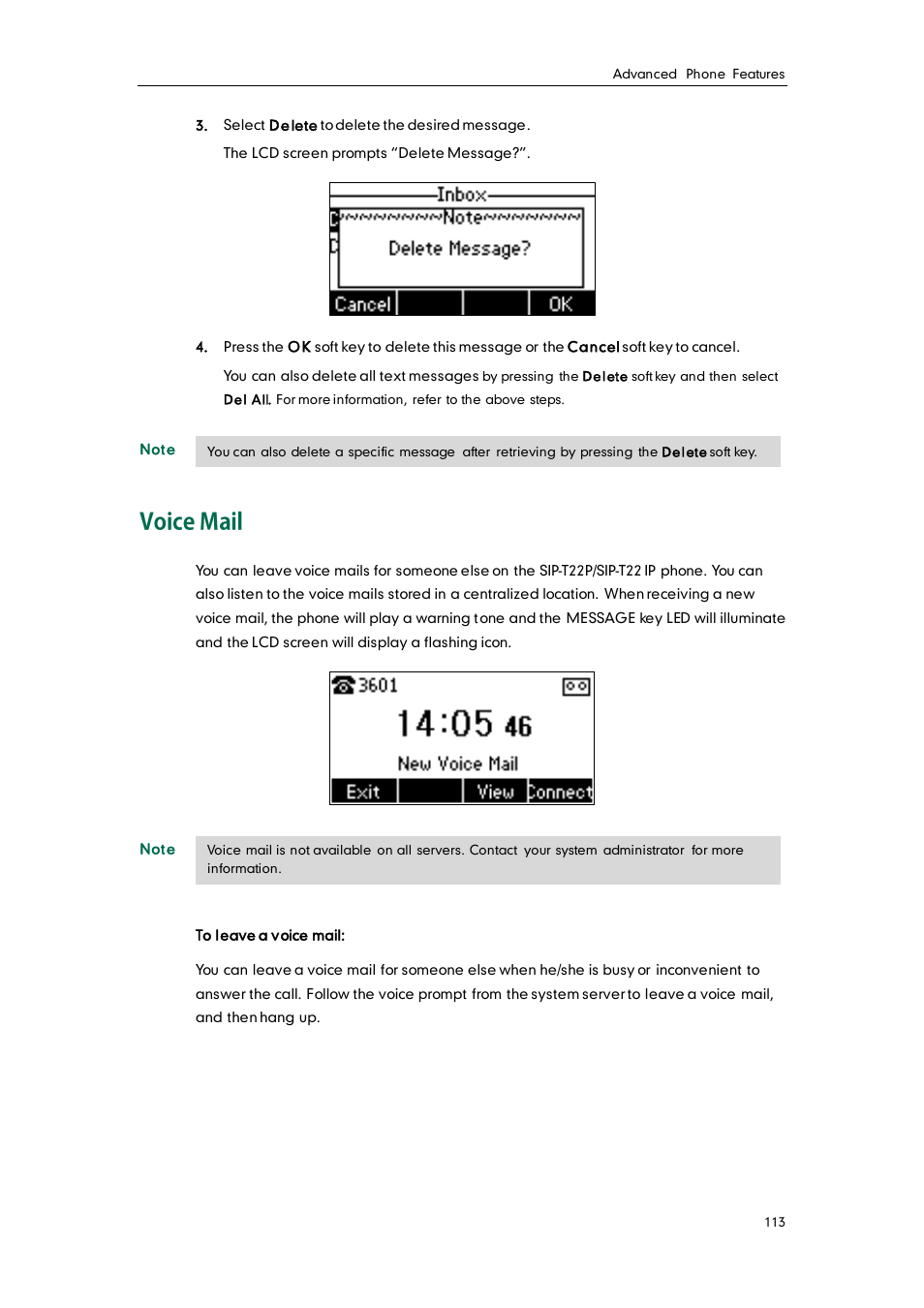 Voice mail | Yealink SIP-T22 User Manual | Page 125 / 146