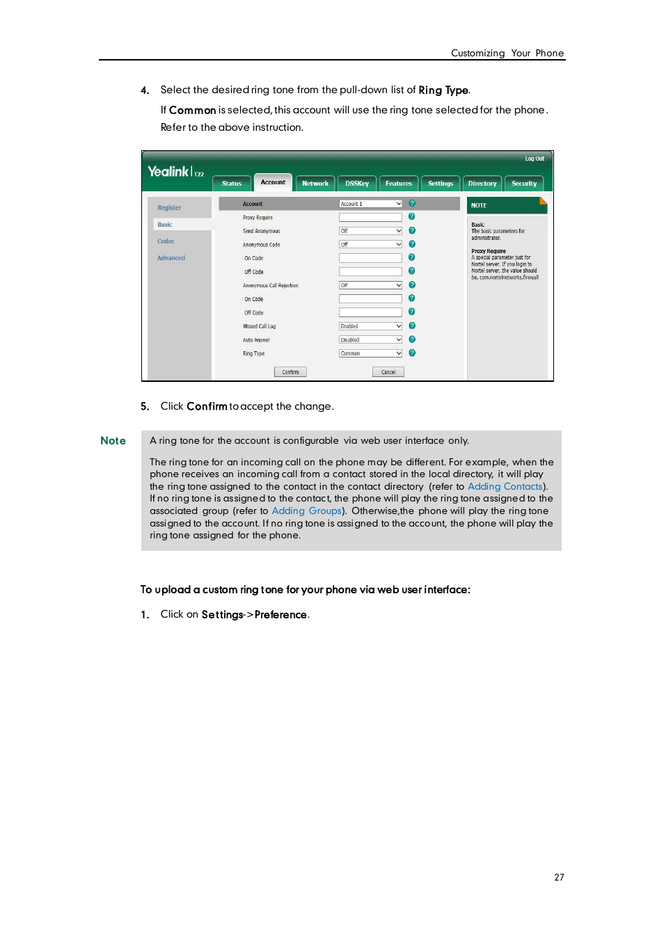 Yealink SIP-T22 User Manual | Page 39 / 146
