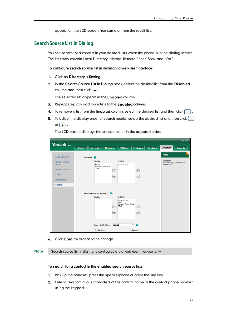 Search source list in dialing | Yealink SIP-T22 User Manual | Page 49 / 146