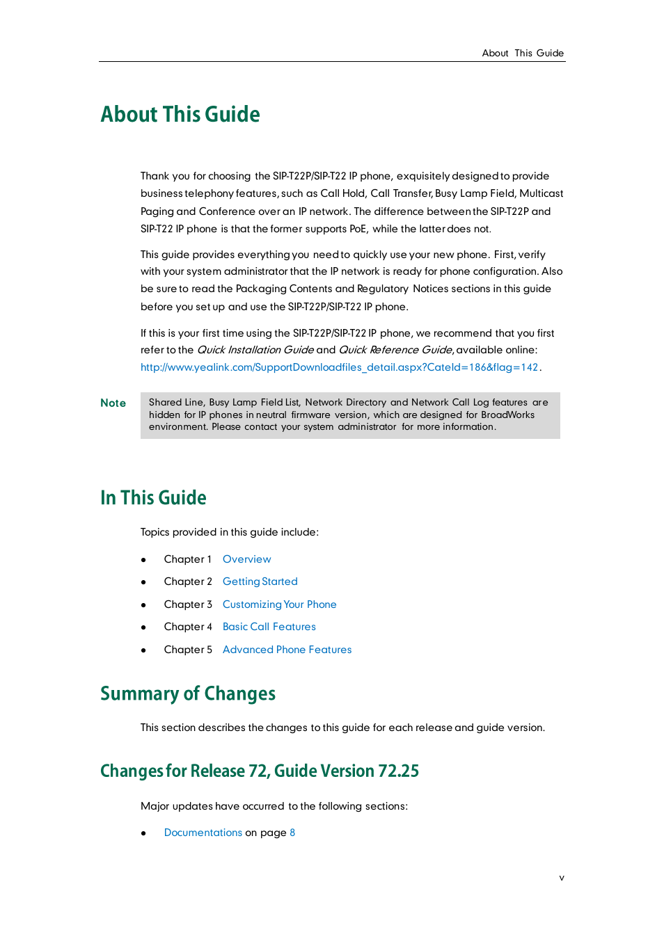 Yealink SIP-T22 User Manual | Page 5 / 146