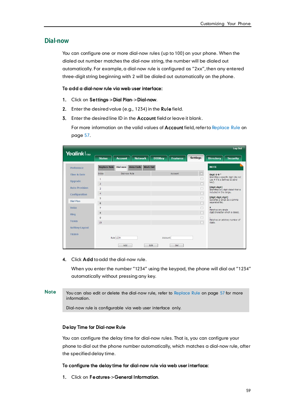 Dial-now | Yealink SIP-T22 User Manual | Page 71 / 146