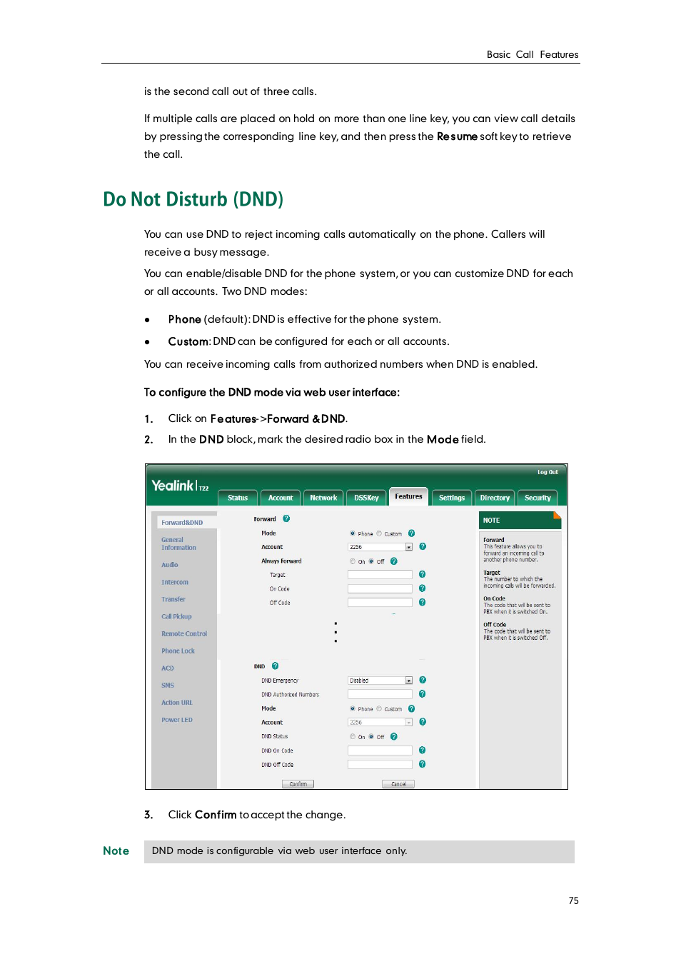 Do not disturb (dnd), Do not, Disturb (dnd) | Yealink SIP-T22 User Manual | Page 87 / 146