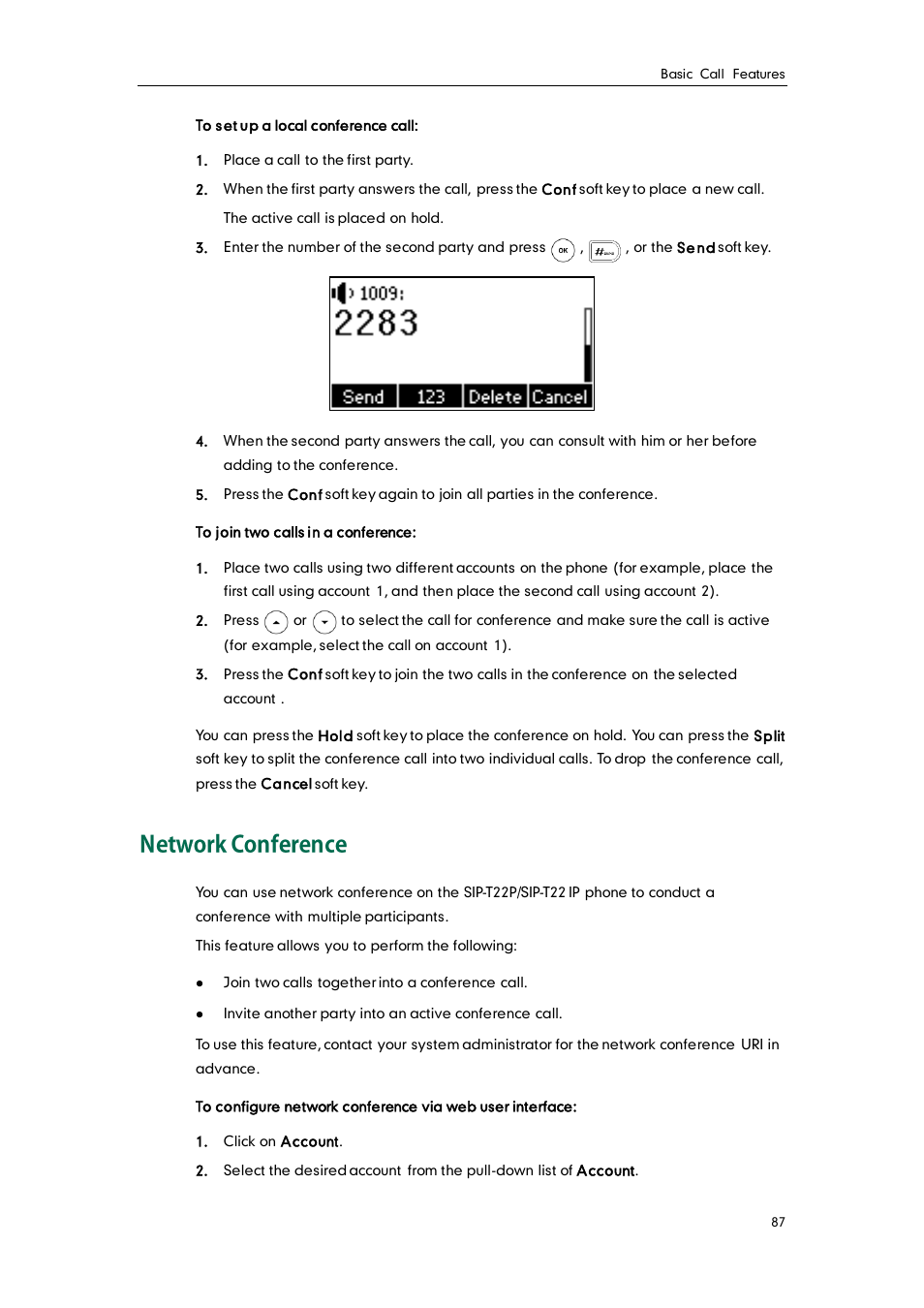 Network conference | Yealink SIP-T22 User Manual | Page 99 / 146