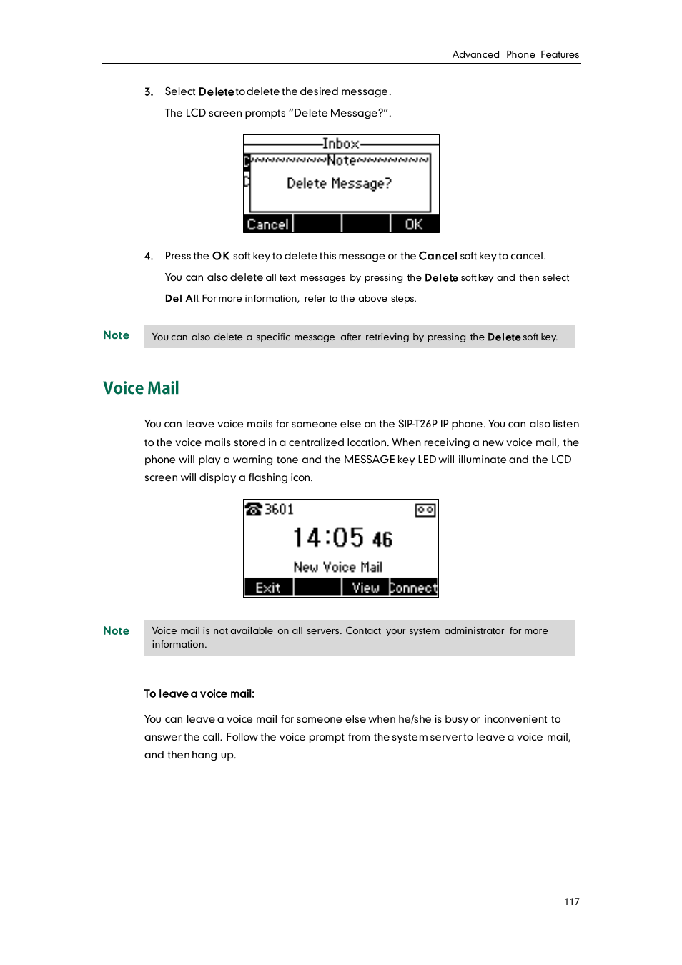 Voice mail | Yealink SIP-T26P User Manual | Page 129 / 150